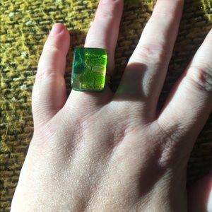 🦠Green Adjustable Murano Glass Ring